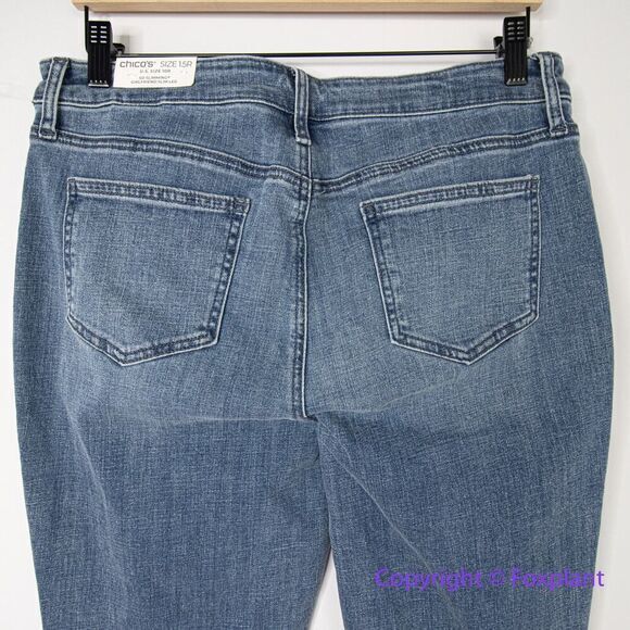 New! Chico's so slimming girlfriend slim leg ankle jeans diamond, size 10R - Picture 8 of 13